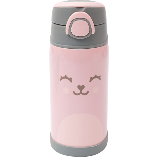 Garrafa Térmica Parede Dupla Com Canudo 400ml Gumy Rosa Buba