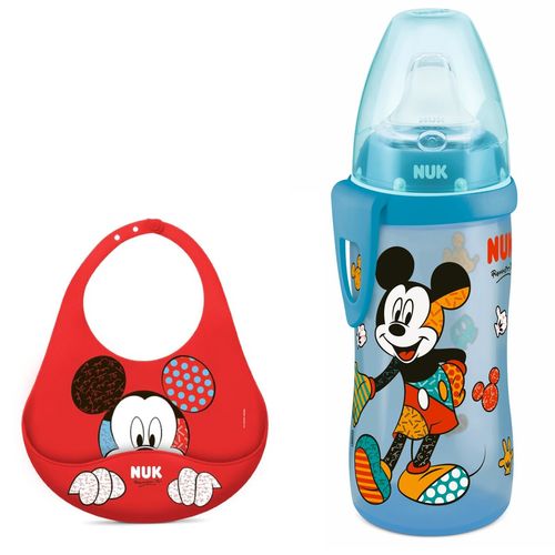 Kit Copo de Treinamento 300ml + Babador de Silicone Mickey  - Nuk