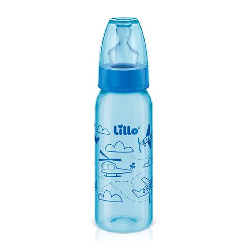 Mamadeira Azul  Divertida Bico Silicone 240ml Tam.2 - Lillo