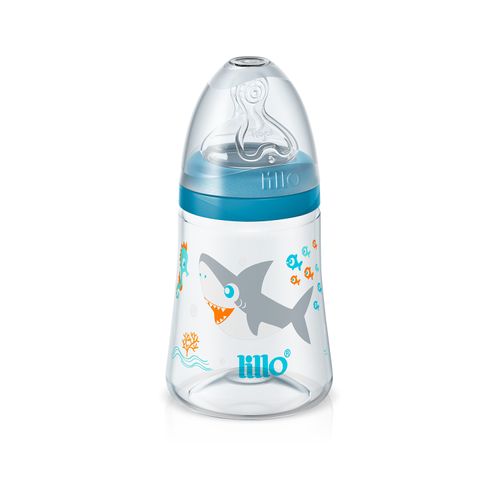 Mamadeira Fluxo Médio Smart 180ml Tubarão 3m+ Azul – Lillo