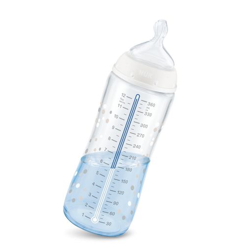 Mamadeira First Choice Controle Temperatura 360ml Azul - Nuk