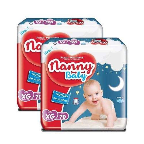 Kit 2 pacotes de fraldas tam GG com 70 uni cada - Nanny Baby