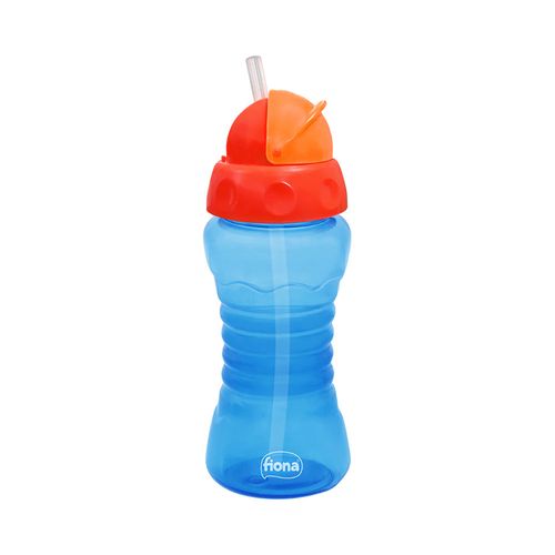 Copo com Canudo de Silicone Retrátil 300ml Azul - Fiona