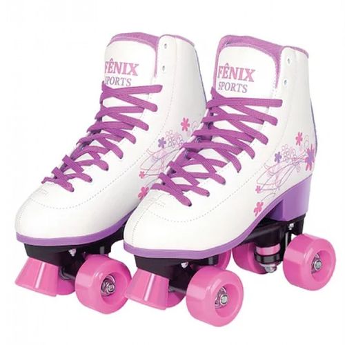 Patins Roller Skate Ajustáveis Roxo e Branco  36/37 - Fênix
