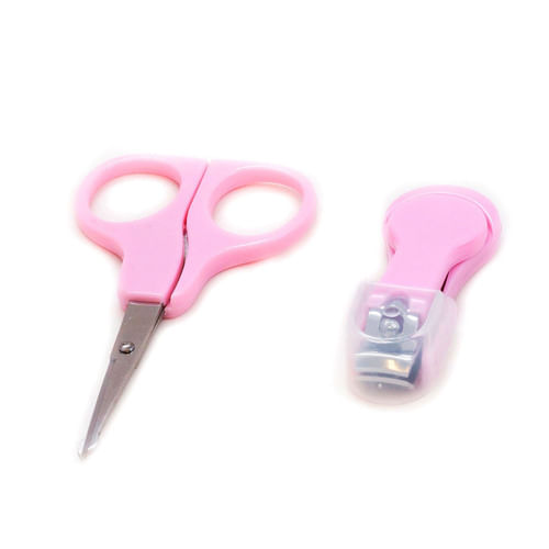 Tesoura E Cortador De Unha Em Inox Maxi Baby - Rosa