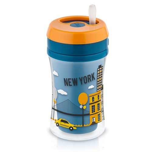 Copo Infantil de Transição Fun Com Canudo 270ml Azul - NUK