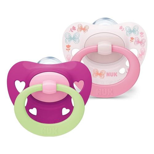 Kit 2 Chupetas Brilha No Escuro Night Day 6m+ Girl - NUK