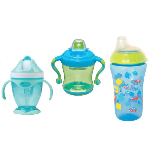 Kit 3 Copos de Treinamento Infantil Bico De Silicone Azul Kitstar