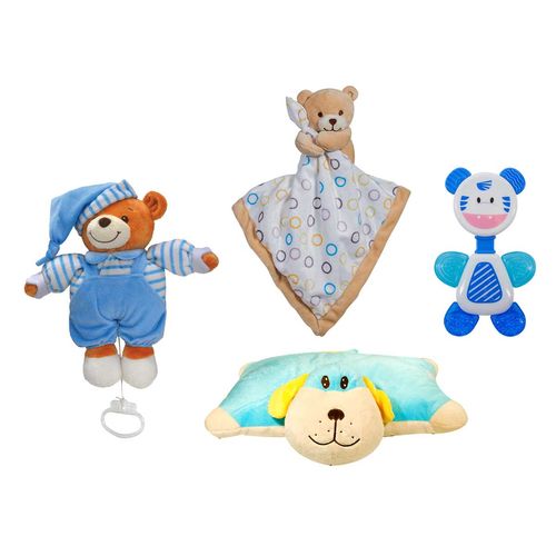 Kit Enxoval Bebê Almofada Naninha Móbile Azul Menino KitStar