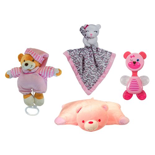 Kit Enxoval Bebê Almofada Naninha Móbile Rosa Menina KitStar
