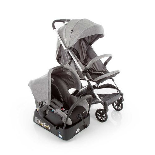 Carrinho Com Bebê Conforto Travel System Skill Trio Cinza