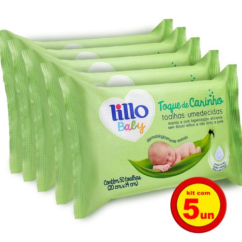 Kit 5 Lenços Umedecidos Toque De Carinho 50 Uni - Lillo