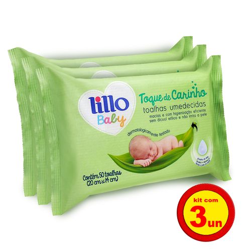 Kit 3 Lenços Umedecidos Toque De Carinho 50 Uni - Lillo