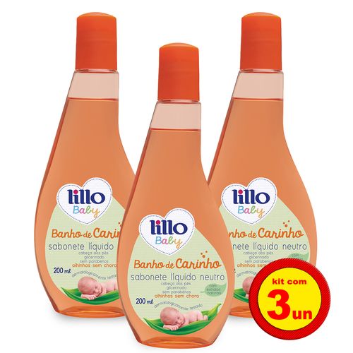 3 Sabonetes Líquido Neutro Cabeça aos Pés 200ml Lillo