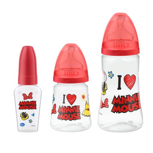 Kit 3 Mamadeiras Design 50/180/300ml Disney Minnie - Lillo