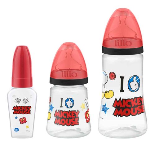 Kit 3 Mamadeiras Design 50/180/300ml Disney Mickey - Lillo