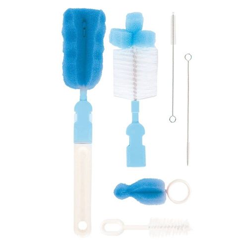 Kit 6 Escovas Para Mamadeiras e Canudos Azul - Buba