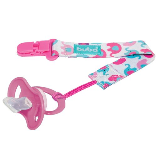 Prendedor de chupeta Elefantinho Rosa - Buba Baby