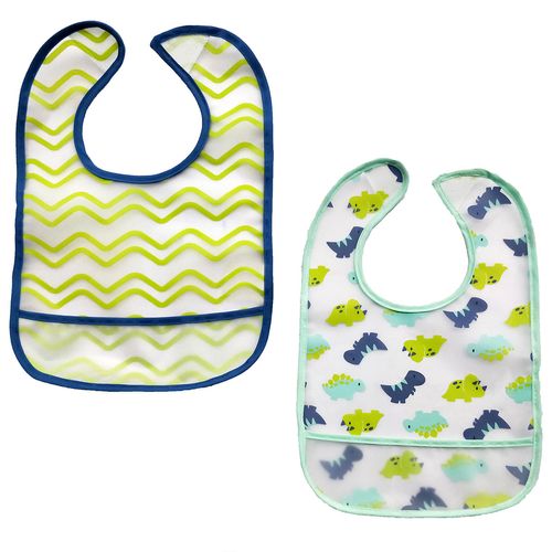 Kit 2 Babadores Com Bolso Impermeável Menino Dino Buba