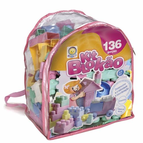 Blocos de Montar Kit Blockão Rosa 136 Peças Menina - Kitstar
