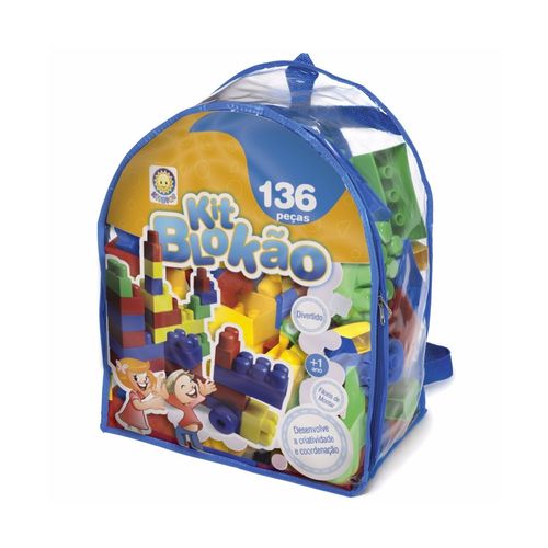 Blocos de Montar Kit Blockão Azul 136 Peças Menino - Kitstar