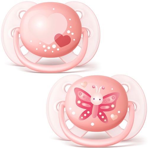 Chupeta AVENT Ultra Soft Dupla Decorada - 0 a 6 meses Rosa