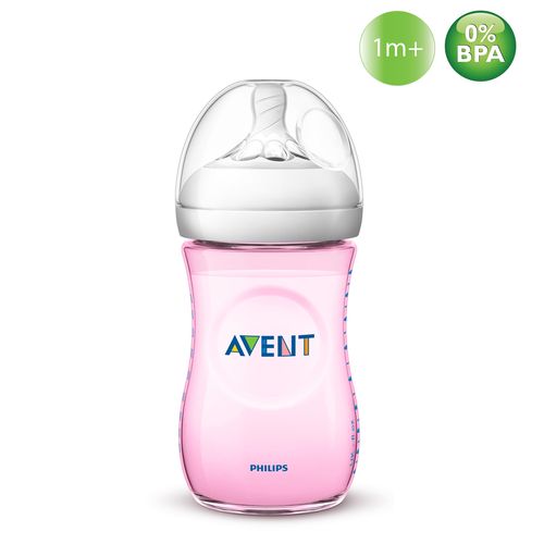 Mamadeira Pétala Avent 260ml Rosa Anticólica Bico Pétala 1m+