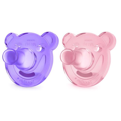 Chupeta Soothie Avent Calmante Silicone - Rosa e Lilás (2pçs)