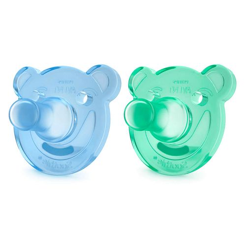 Chupeta Soothie Avent Calmante Silicone - Azul e Verde (2pçs)