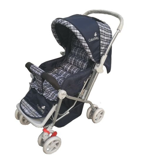 Carrinho Bebê Passeio Berço Alça Reversível Color Baby Azul