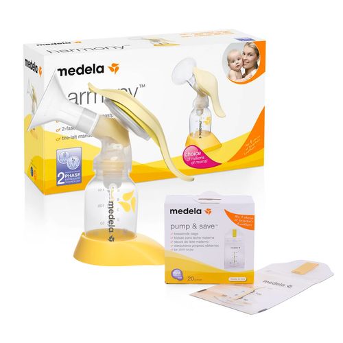 Kit Extrator Manual Harmony + 20 Sacos de Armazenagem de Leite - Medela