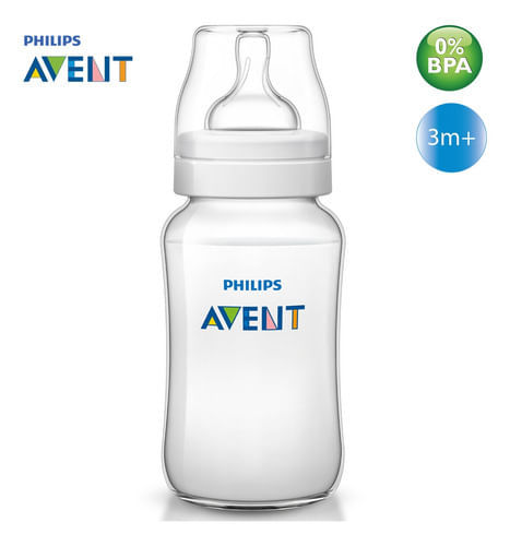 Mamadeira Clássica Anticólica 330ml Avent Bico 3m+ Cristal
