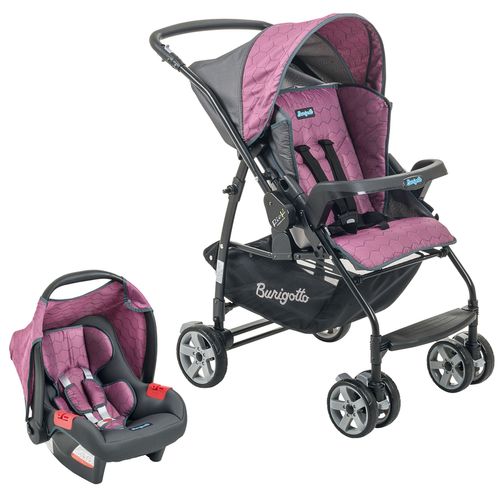 Carrinho Rio K e Bebê Conforto Touring Burigotto (15kg) Rosa