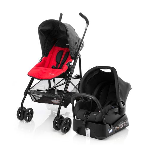 Travel System Safety Carrinho, Base e Bebê Conforto - Red