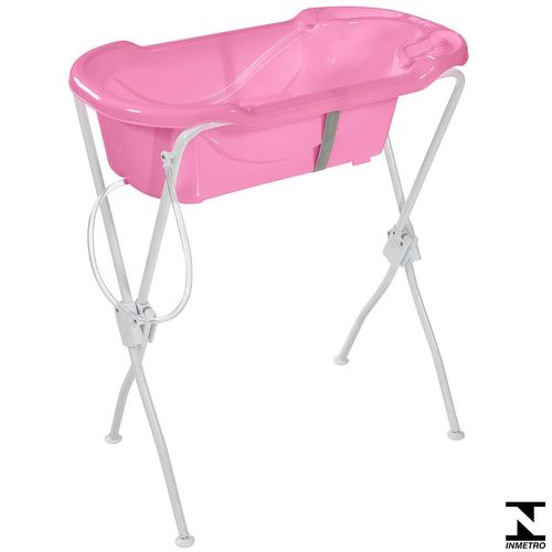 Banheira de Bebê Ergonômica com Suporte Rosa - Tutti Baby