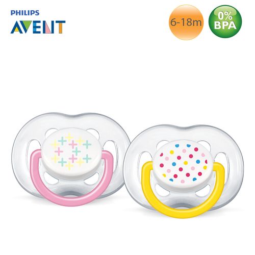 Chupeta AVENT Freeflow BPA FREE de +6m - 2 un - Amarelo