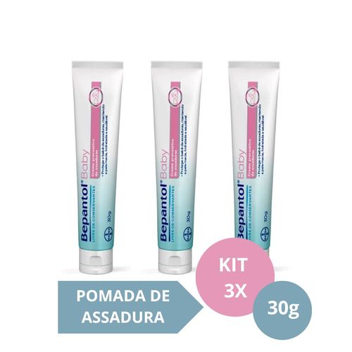 Kit com 3 Cremes Pomada de Assadura 30gr Cada - Bepantol