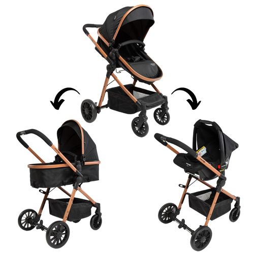 Carrinho De Bebê c/Bebê Conforto TS DUOPrestige PT/MR Voyage