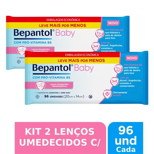 Kit 2 Lenços Umedecidos Hipoalergênicos 96un cada - Bepantol