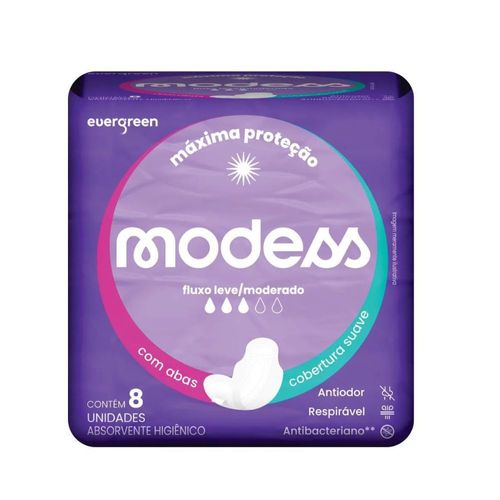 Absorvente Íntimo Suave  Com Abas Modess 8un Evergreen