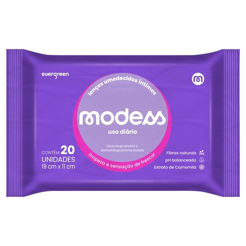 Lenço Umedecido Higiene Íntima Modess 20un - Evergreen