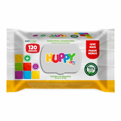 Toalhas Lenços Umedecidos Huppy Baby Wipes 120un - Evergreen