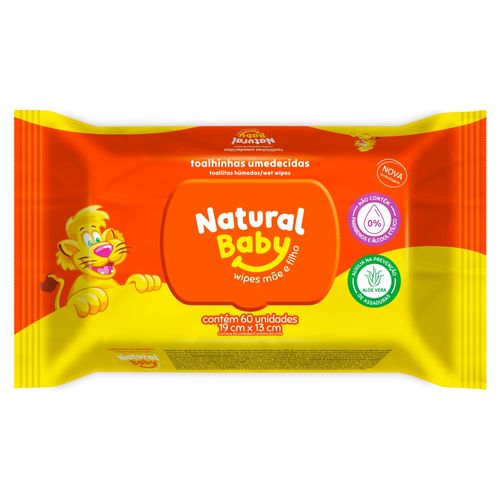 Toalhas Lenços Umedecidos Natural Baby com 60un - Evergreen