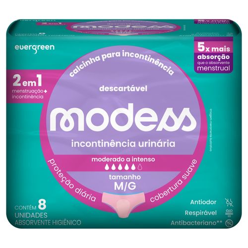 Calcinha Absorvente Descartável Incontinência M/G Evergreen