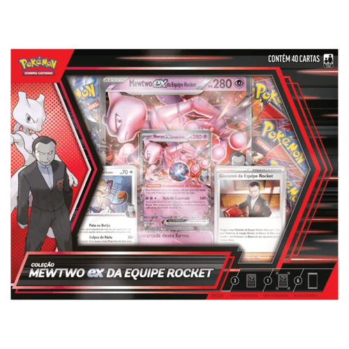 Cartas Pokémon Box Coleção Mewtwo exGiovanni  40 Cards Copag