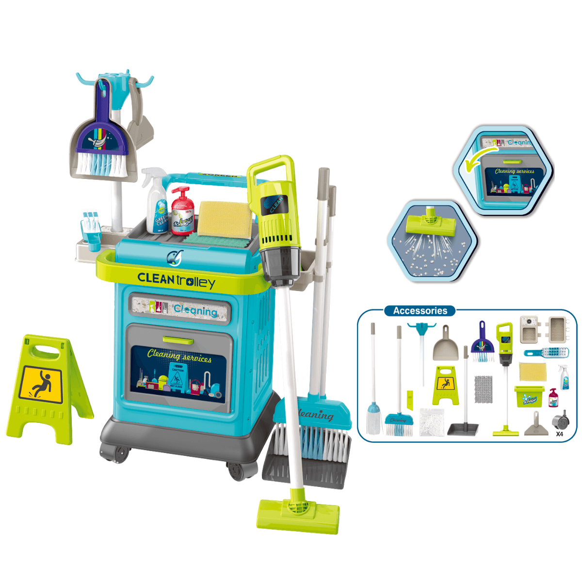 WANI JR SPEED 78㎝ Brinquedo Carrinho de Limpeza Infantil Clean Center - Maxi Toys