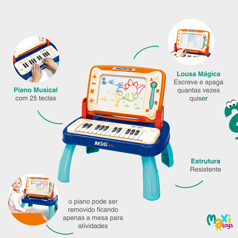 Lousa Mágica Divertida Brinquedo com Piano Musical - Maxi Toys