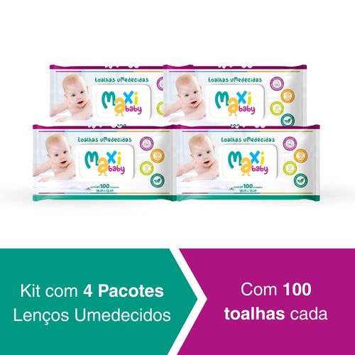 Kit 5 Toalhas Umedecidas Hipoalergênico 100un Cada Maxi Baby