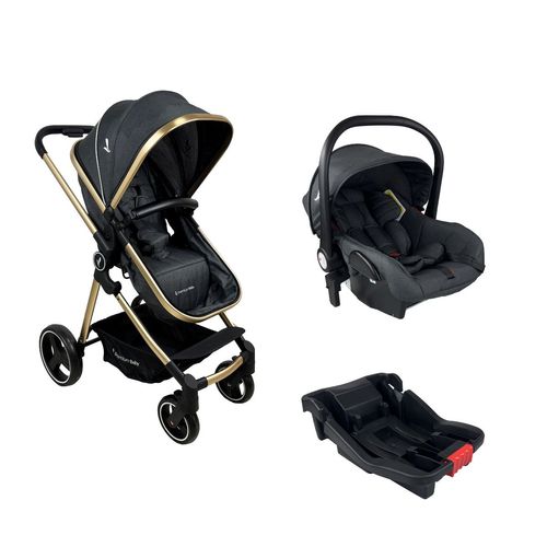 Carrinho com Bebê Conforto TS Mike Preto/Gold Premium Baby