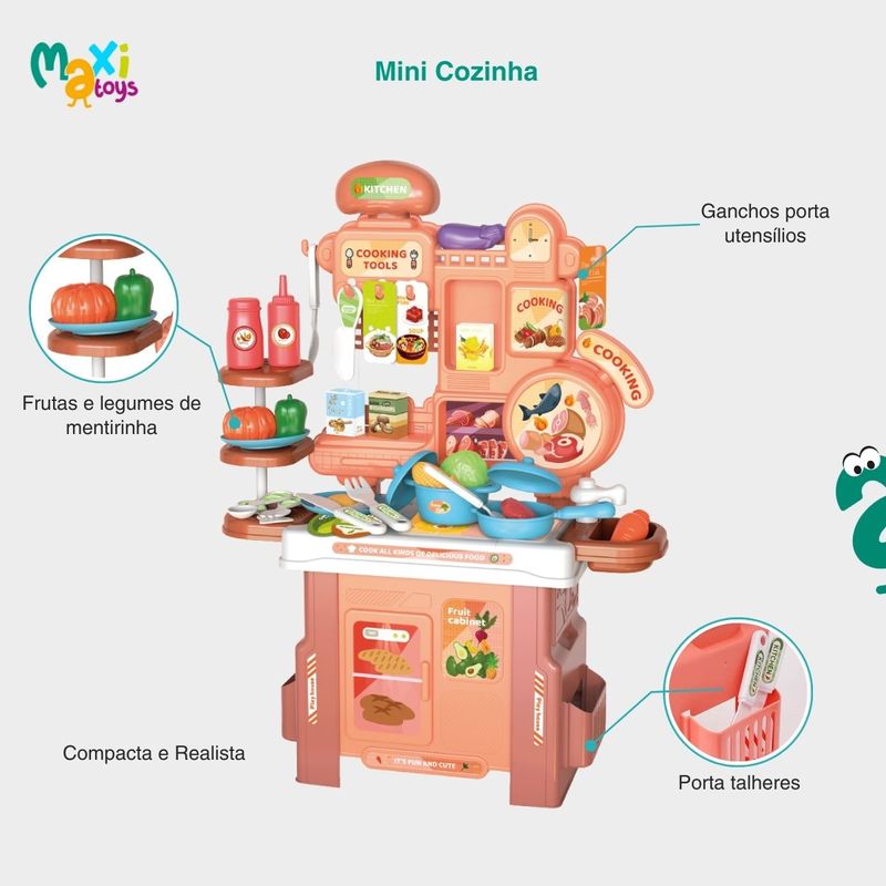 Mini Cozinha Divertida Brinquedo Infantil com 46 Peças Maxi Toys